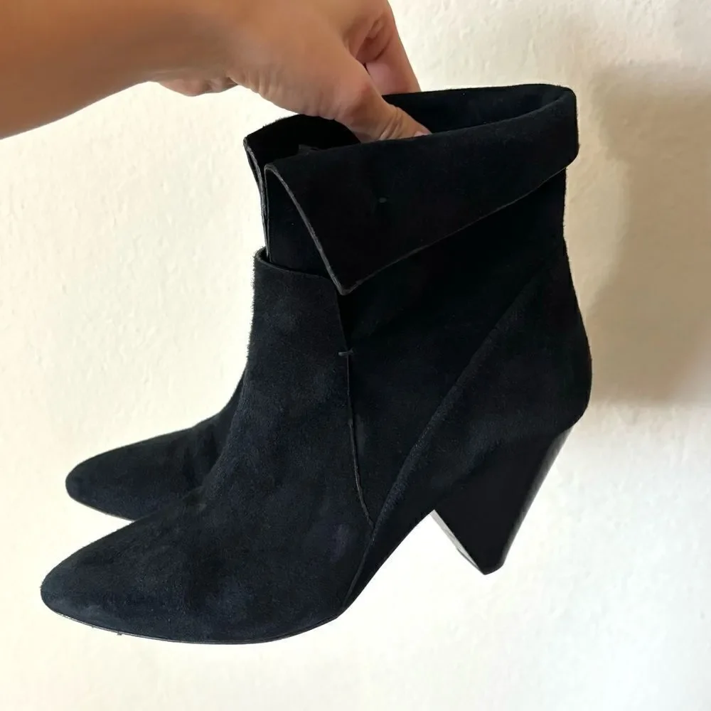 Veronica Beard Laurel Suede Black Ankle Booties  Made in Italy Size 9